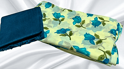 Soft Poonam Chiffon Saree - Blue Floral Soft Poonam Chiffon Saree - Blue Floral