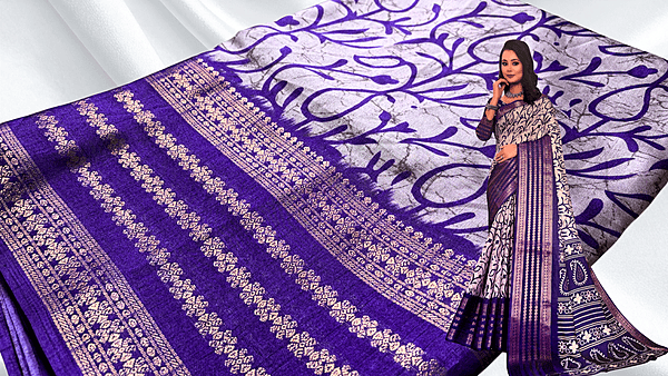 Premium Silk Manga Saree - Purple