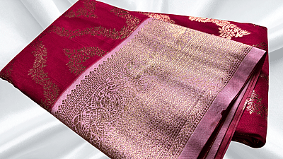 Necklace Barbie Gold Jari Saree - Magenta Pink