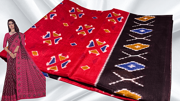 Pushpa Pure Cotton Saree - Red