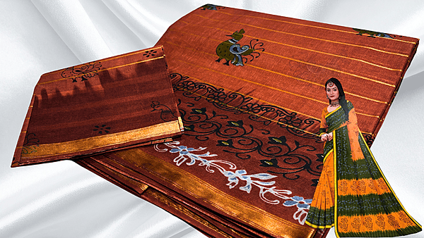 Batik Jari Pure Cotton Saree - Choco Brown