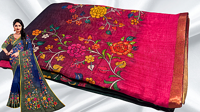 Sindoor Fancy Digital Gradient Saree - Green Pink Sindoor Fancy Digital Gradient Saree - Green Pink