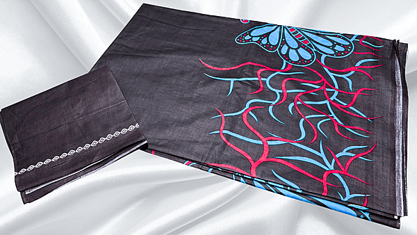 Scarlet Pure Cotton Styler Saree - Dark Plum Black