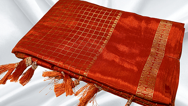 Premaloka Fancy Mysore Check Saree - Red