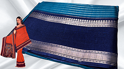 Tiger Silk Gold Jari Saree - Blue Tiger Silk Gold Jari Saree - Blue