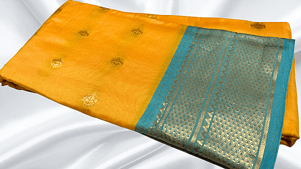 Gold Kanchi Semi Silk Saree - Yellow