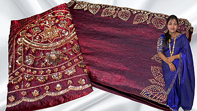 Paradise Stone Work Designer Saree - Maroon Paradise Stone Work Designer Saree - Maroon