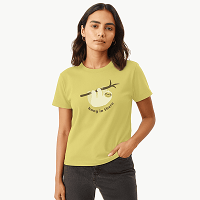 Hang In There Women Graphic T-shirt I Yellow Green
