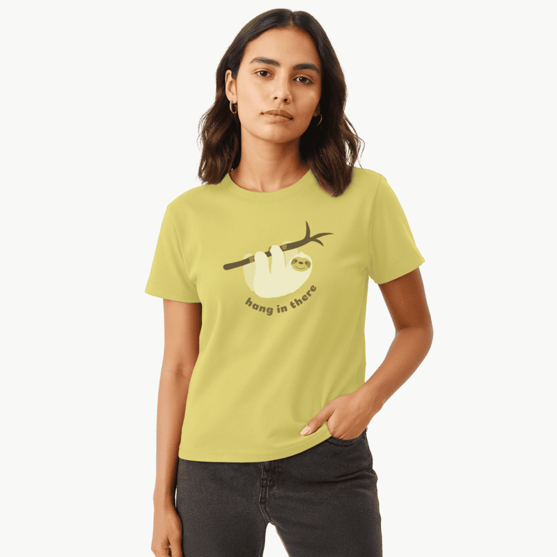 Hang In There Women Graphic T-shirt I Yellow Green