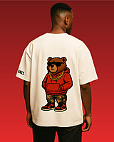Unisex Off-White Thug Bear Graphic Printed Oversized Tee