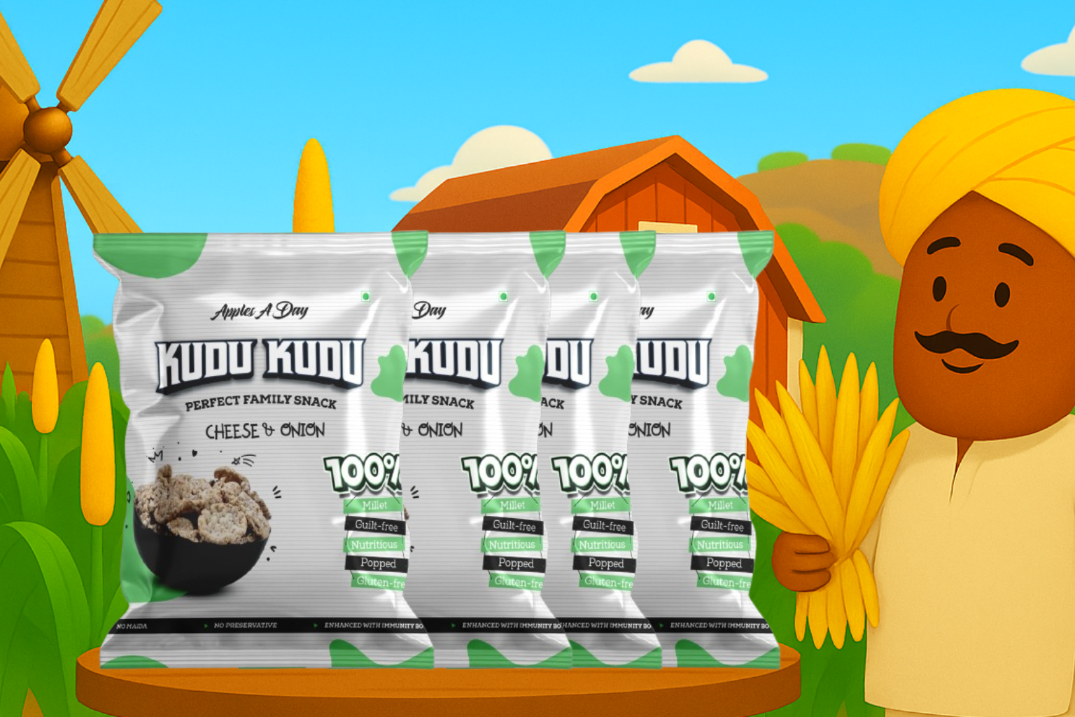 Kudu Kudu Cheese and Onion - 30 gms - packs