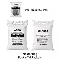4MMCLIP-500PCS ARBO Tile Levelling Clip 4mm (500 Pcs/Bag - 10 Packets × 50 Pcs)