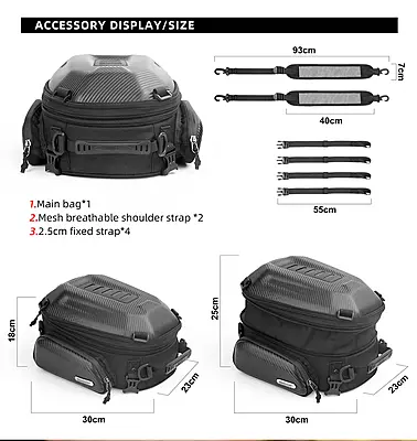 Rhinowalk 12-18L Motorcycle Hard Shell Tail Bag
