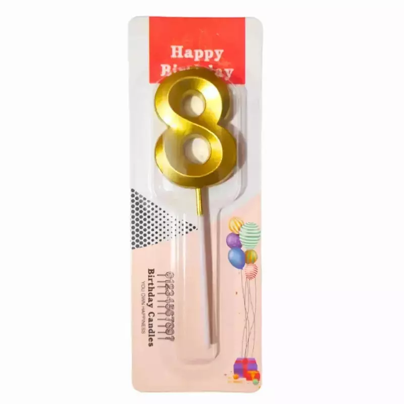 Number 8 Metallic Party Candle