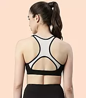 ENAMOR Medium Impact, Side Panel Shaping, Racer Back Women's Cotton Sports Bra - Padding with Removable Cups, Wirefree, High Coverage SB08