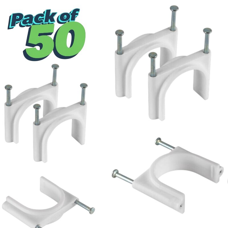 25 mm Double Nail PVC Pipe Cable Clips | 50 Nos