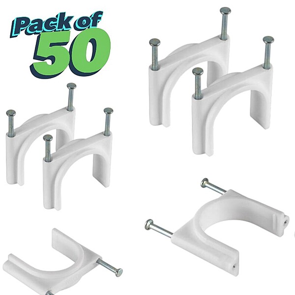 20 mm Double Nail PVC Pipe Cable Clips | 50 Nos | 3/4″ with Metal Nails