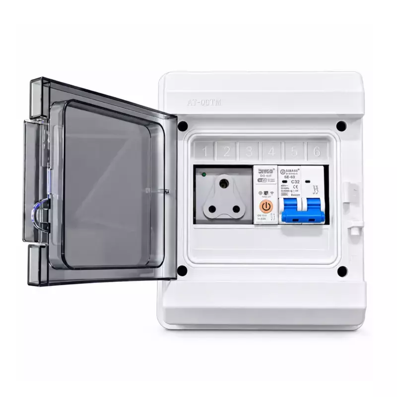 EV Charging MCB Box |3-Pin 16A Socket, Sibass 32A 2-Pole AC MCB & WiFi Smart Circuit Breaker 1P 230V 20A