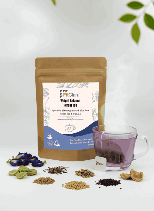 Weight Balance Herbal Tea | Ayurvedic Slimming Tea with Green Tea, Blue Pea & Triphala