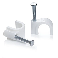 10 mm White (Pack of 100) Wire Fastener Cable Clips with Metal Nails for Cable Management