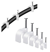 10 mm White (Pack of 100) Wire Fastener Cable Clips with Metal Nails for Cable Management