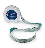 Delicate Flower Check Ribbon-DarkSeaGreen-2.5 cms-20 yards