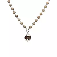 Silver Tied Tulsi Mala with Rudraksham Pendant