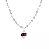 Silver Capped Spatika Mala with Rudraksha Pendant