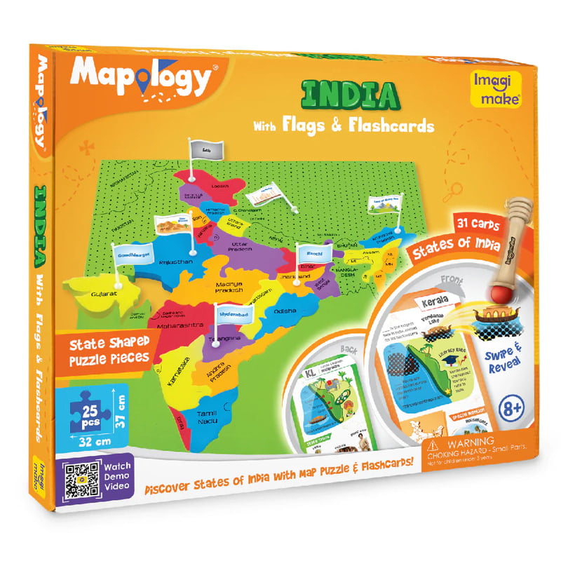 Mapology - India with Flags & Flash Cards