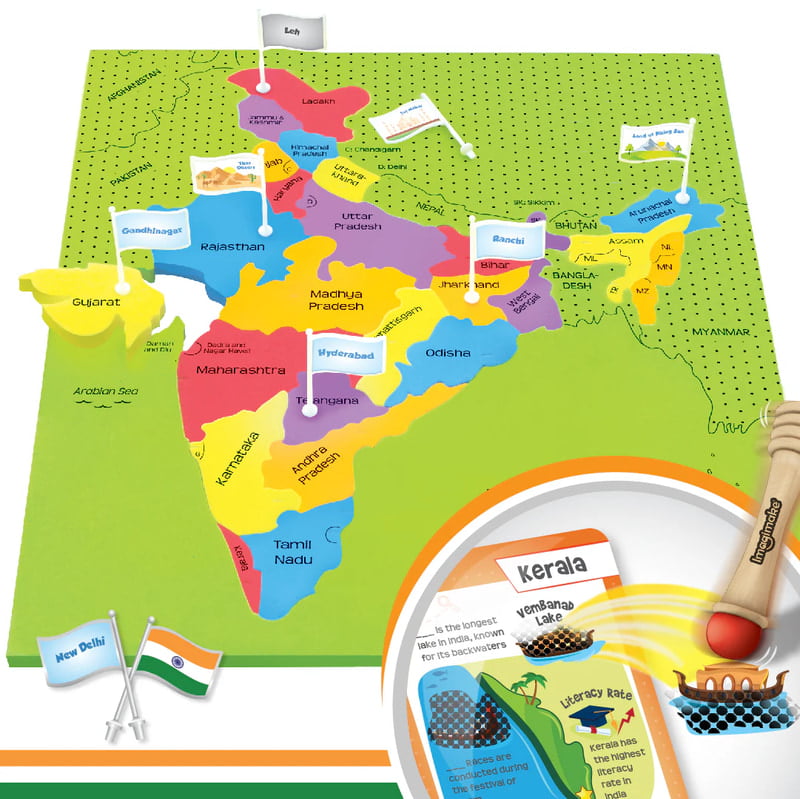 Mapology - India with Flags & Flash Cards