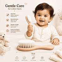 H15 Wooden Baby Hair Brush for Toddler, Infant | Soft Bristles Brush for New Born
