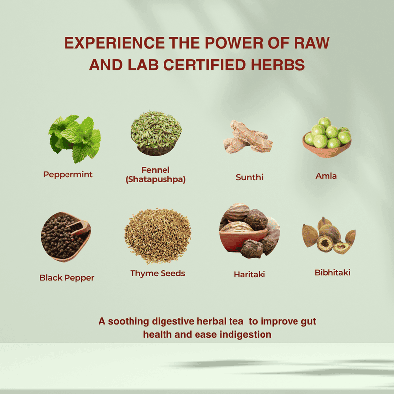 Digestion Enhance Herbal Tea | Ayurvedic Digestive Tea with Fennel, Ginger & Mint