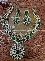 Party Wear Green Mozonite Necklace (SKU- 214)