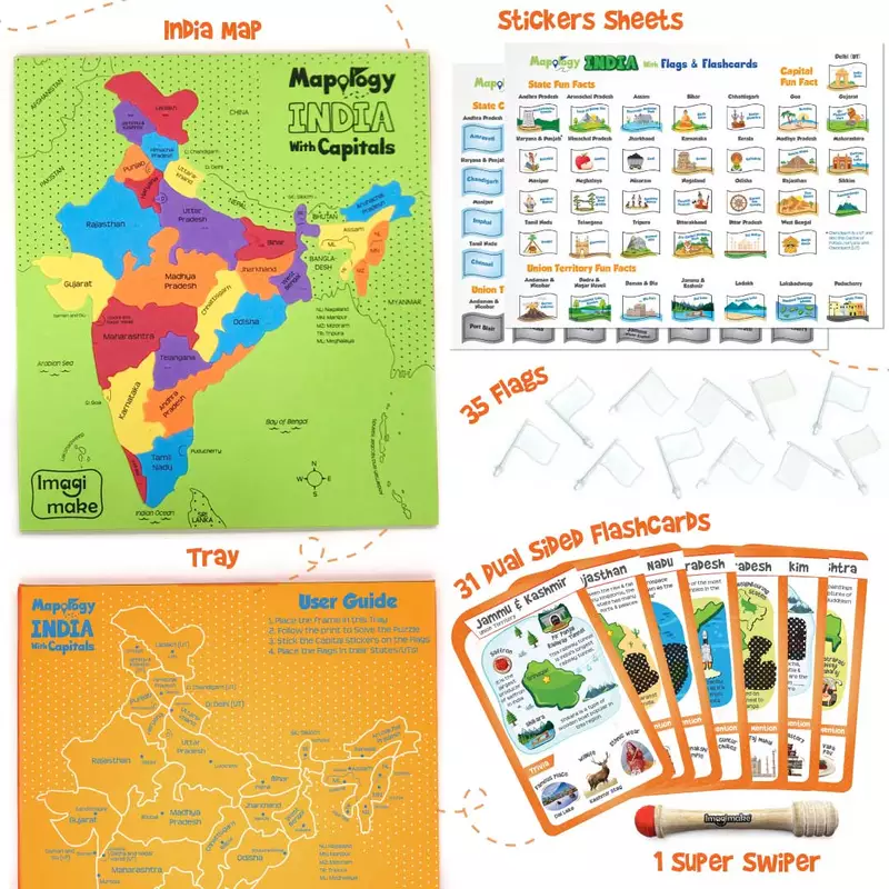 Mapology - India with Flags & Flash Cards