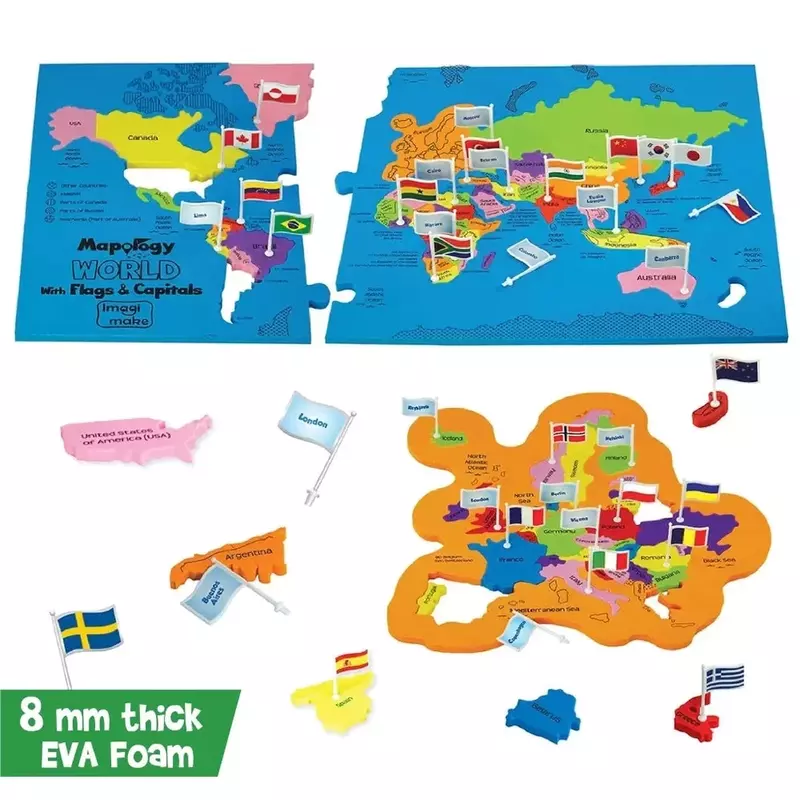 Mapology - World & India with Flags & Capitals