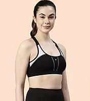 ENAMOR Medium Impact, Side Panel Shaping, Racer Back Women's Cotton Sports Bra - Padding with Removable Cups, Wirefree, High Coverage SB08