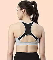 ENAMOR Medium Impact, Side Panel Shaping, Racer Back Women's Cotton Sports Bra - Padding with Removable Cups, Wirefree, High Coverage SB08