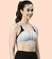 ENAMOR Medium Impact, Side Panel Shaping, Racer Back Women's Cotton Sports Bra - Padding with Removable Cups, Wirefree, High Coverage SB08