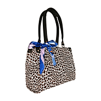Leopard Chic Tote with Blue Scarf Accent