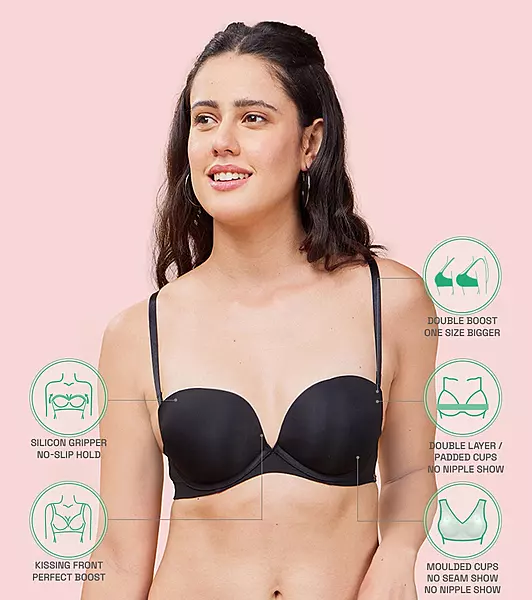 ENAMOR Innovations Strapless Multiway Women's Plunge Double Push-Up Bra - Padded, Wired, Medium Coverage F115