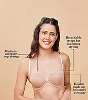 ENAMOR Innovations Strapless Multiway Women's Plunge Double Push-Up Bra - Padded, Wired, Medium Coverage F115