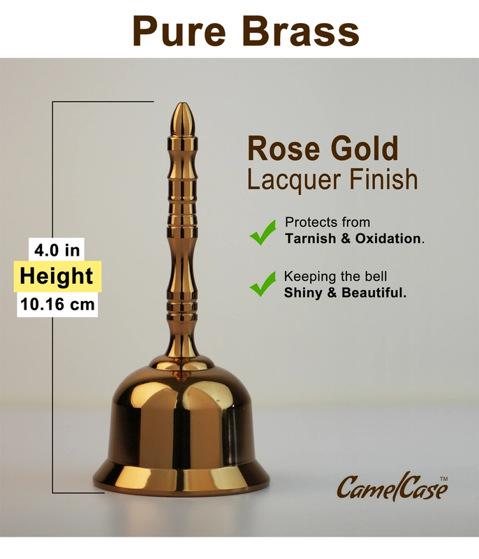 CamelCase 15 Pcs 100% Pure Brass Pooja Bell - Gold & Rose Gold Lacquer Finishes