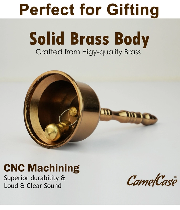 CamelCase 15 Pcs 100% Pure Brass Pooja Bell - Gold & Rose Gold Lacquer Finishes