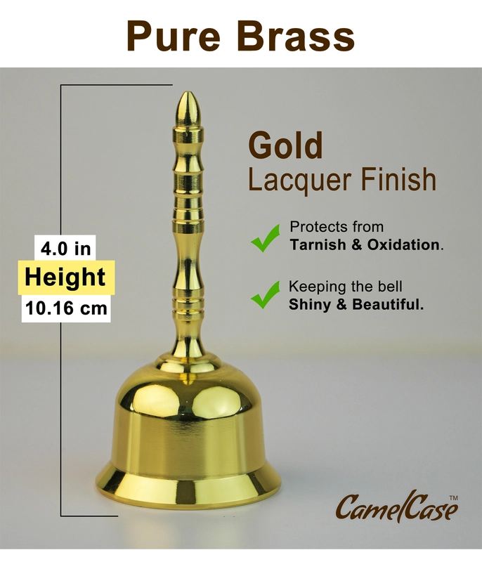 CamelCase 15 Pcs 100% Pure Brass Pooja Bell - Gold Lacquer Finishes