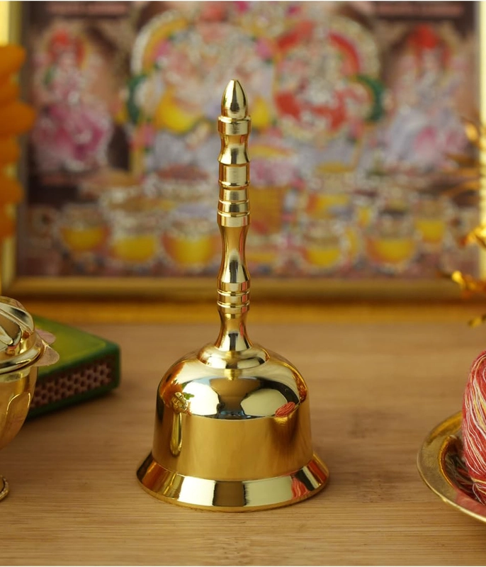 CamelCase 15 Pcs 100% Pure Brass Pooja Bell - Gold & Rose Gold Lacquer Finishes