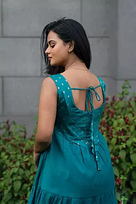 Women Tiered Ethnic Dress - Green