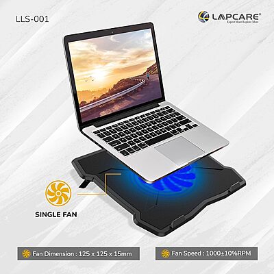 Lapcare Lapkool-I LLS‑001 Laptop Cooling Pad – 1000 RPM Fan, Ergonomic Tilt, USB-Powered