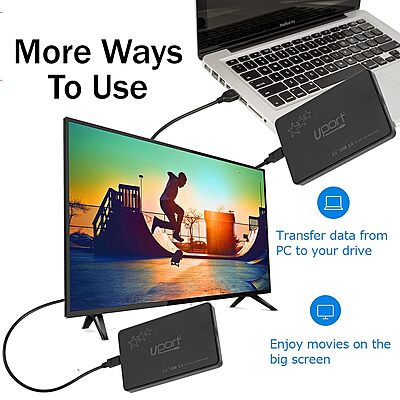 Uport USB 2.0 to 2.5-Inch SATA External Hard Drive Enclosure Case for 2.5" SATA HDD & SSD (Black)