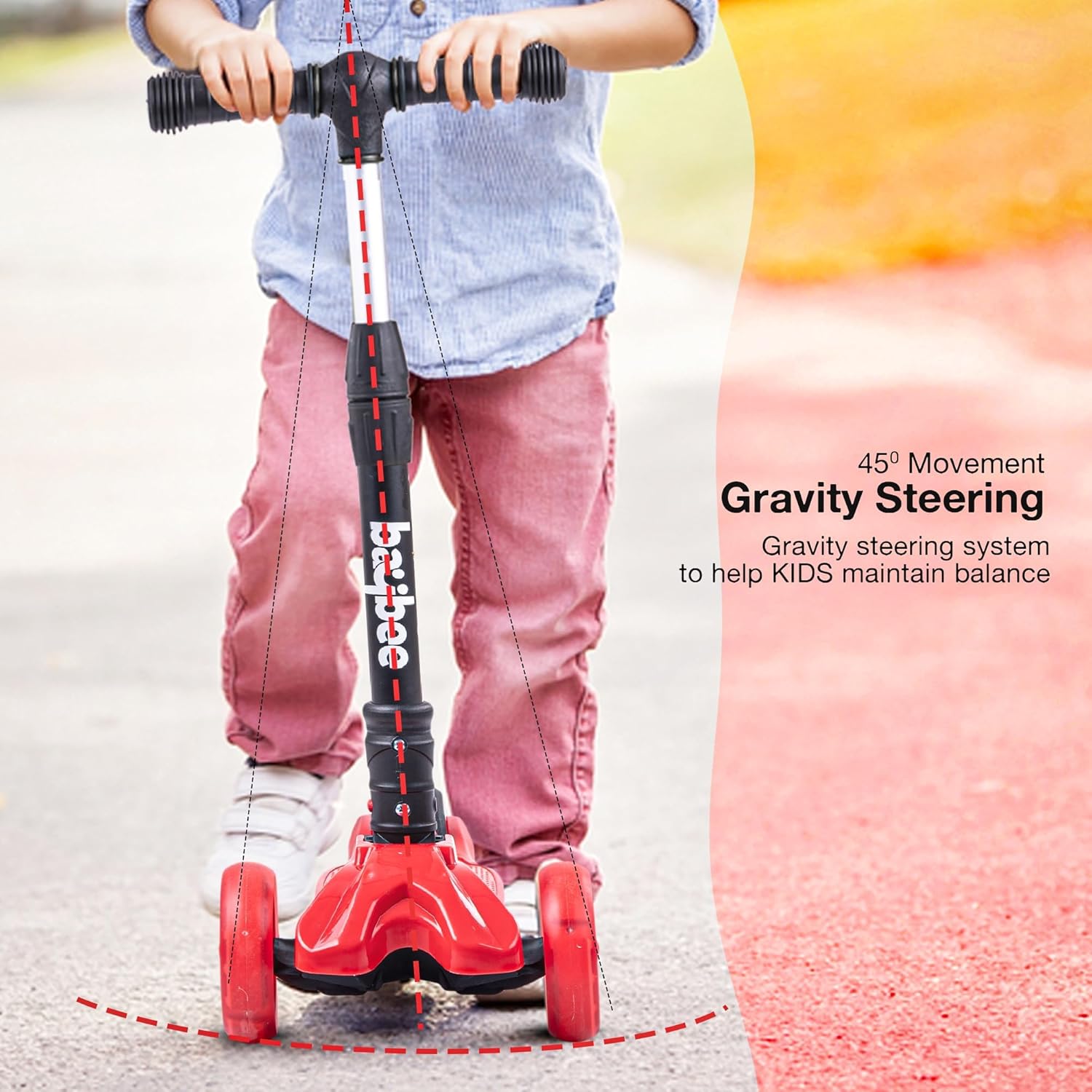 Baybee Flash Scooter for Kids with Foldable & Height Adjustable Handle- Red Baybee Flash Scooter for Kids with Foldable & Height Adjustable Handle- Red