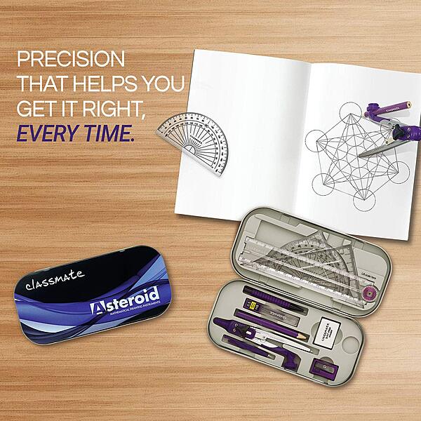 Classmate Geometry Box Metal Board Pack Asteroid